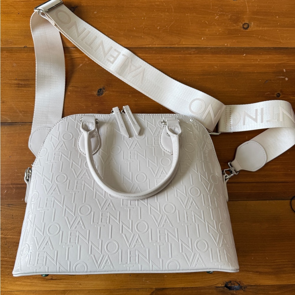 Valentino Cream Satchel with Structured Design and Silver Hardware - Picture 2 of 8